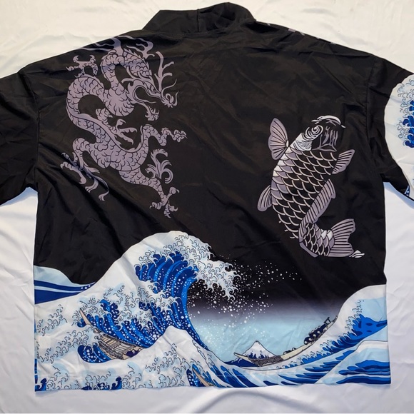 Ocean Print Open Front Lightweight Shirt - Picture 2 of 7